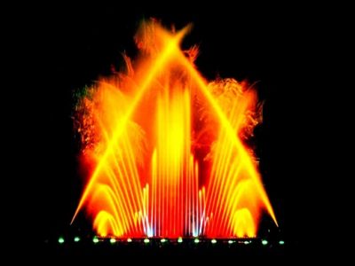 Musical Fountain of 58m in length integrated with Multimedia Show on water screen Musical Fountain of 58m in length integrated with Multimedia Show on water screen